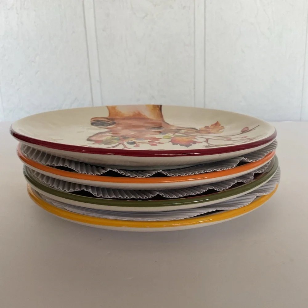 Pier 1 Harvest Garden Critters Salad Plates set of four NWT
